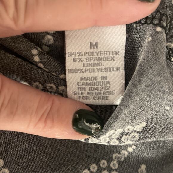 Vintage Y2K Dressbarn Shirt Women Medium Black Floral Silver Sparkle Babydoll - Picture 10 of 11